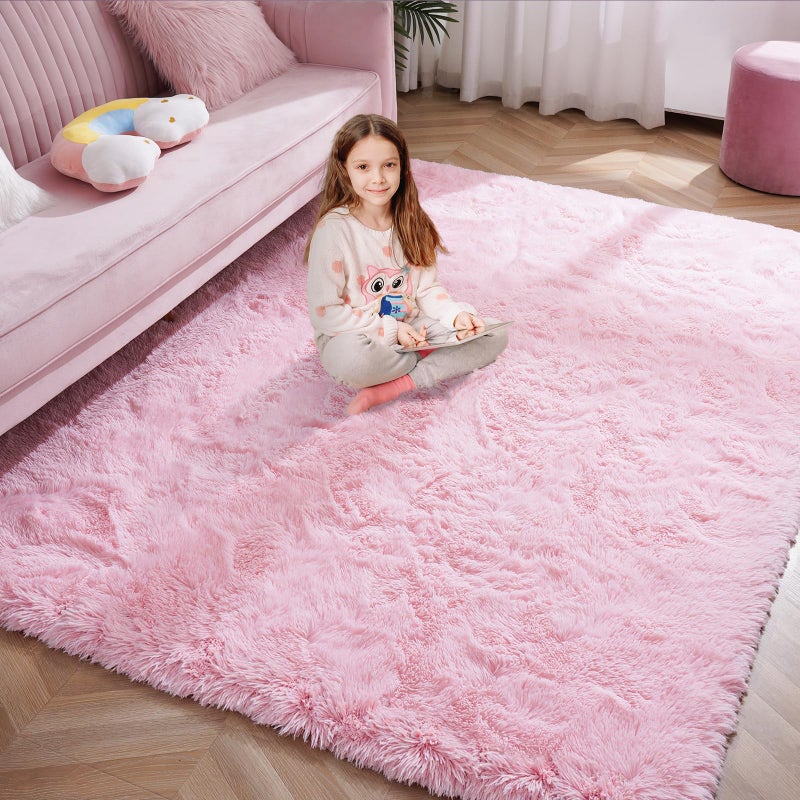 Softlife Ultra Soft Fluffy Area Rugs for Bedroom, Girls and Boys Room Kids Room Nursery Rug, 3 x 5 Feet Shaggy Fur Indoor Plush Modern Floor Carpet for Living Room Christmas Decor, Pink - Image 2
